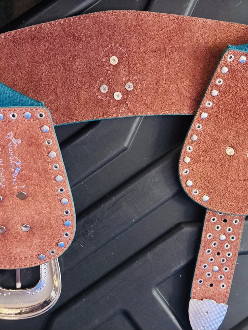 Montana West Teal Western Belt with Ornate Silver Buckle